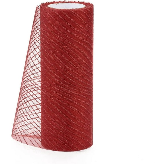 1 Roll Glitter Deco Mesh Ribbons Tulle Fabric for Wedding Party Decoration Skirts Decoration Making FireBrick 5.9 inch(15cm) 10yards/roll