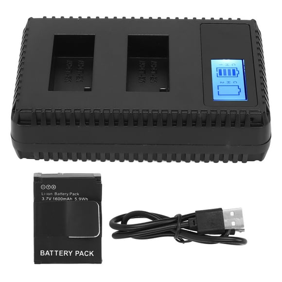 ZOUSSIQI Dual Slot Battery Charger Professional LCD Screen Dual USB Charger with 1 Battery for Hero 2 3 Camera Battery EL225#07126