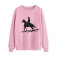 thumbnail image 4 of Bcresic Women Tshirt Cowboy Silhouette Graphic Tops Comfy Long Sleeve Shirts Round Neck Blouses Trendy Tunic Sweatshirts Top Juniors Spring Tees 2025,#09_Crewneck Tee Pink,Large, 4 of 4