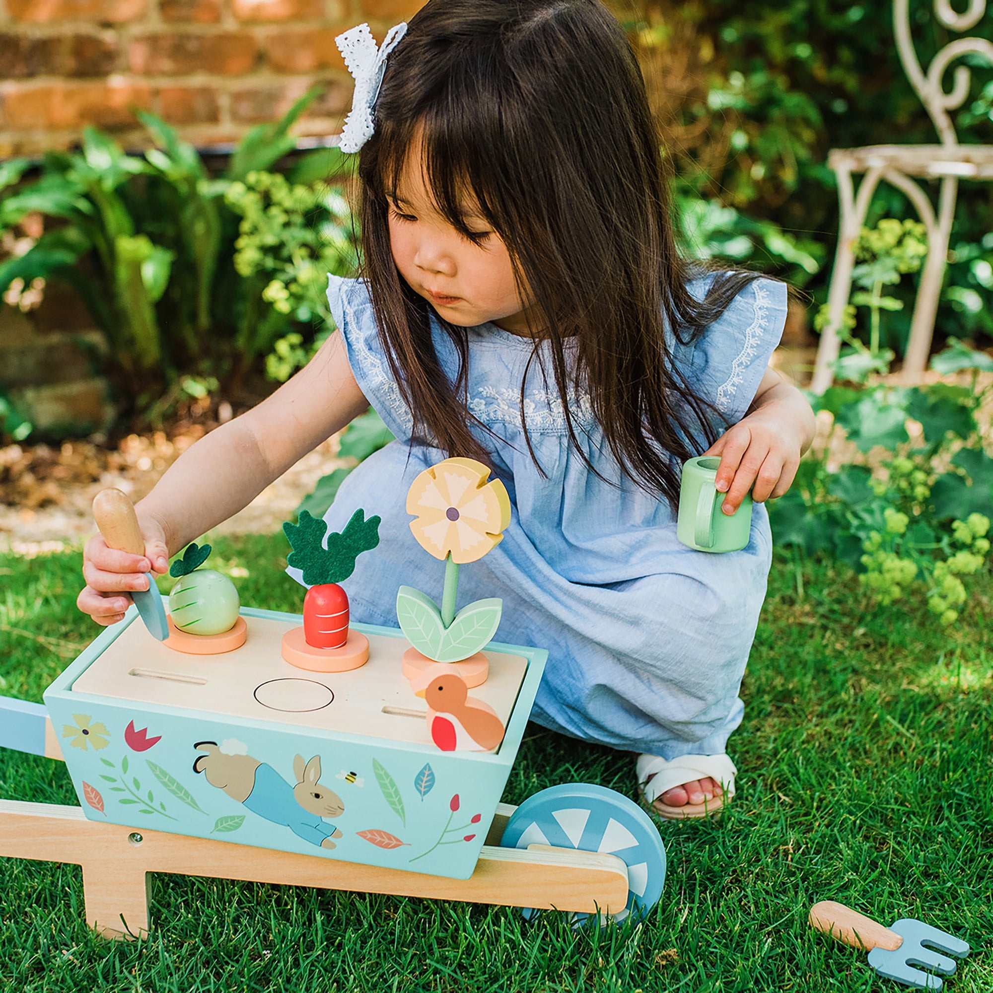 Wooden wheelbarrow toy discount