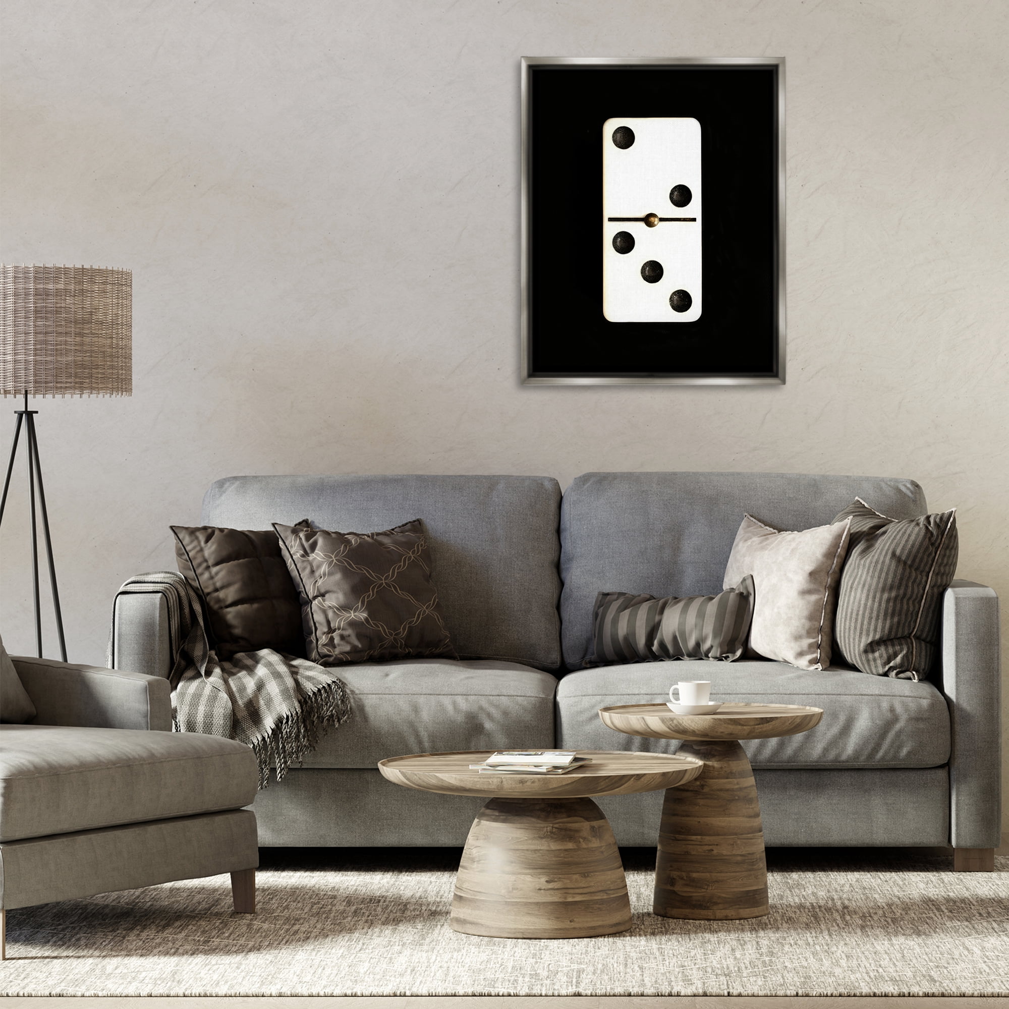 Stupell Industries White Domino on Black Entertainment Painting Gray Floater Framed Canvas Art Print Wall Art, 25 x 31