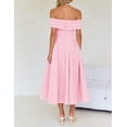 thumbnail image 4 of Vestido de cóctel ZESICA con hombros descubiertos y manga corta rosa, talla L, 4 of 8