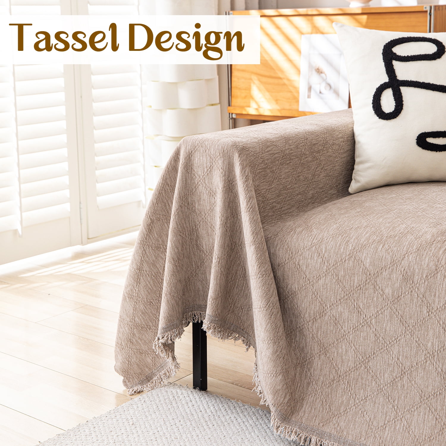Jessy Home Sofa Cover Slipcover Couch Cover Protector Durable Multi-Function Furniture Cover for Pets Dogs Cats Home Decor Sofa Covers for Living Room 71"x 150"Light Coffee