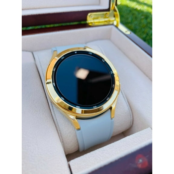 Custom 24k Gold 46mm Samsung Galaxy Watch 4 Sport Band Polished