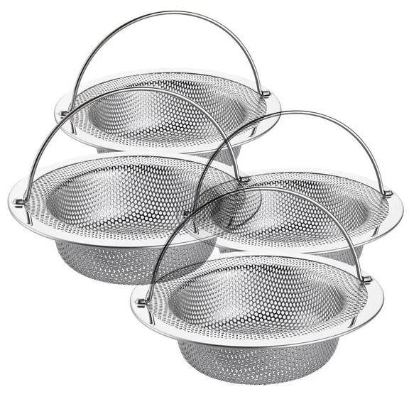 4Pcs 4.3" Kitchen Bathroom Sink Strainer Stainless Steel Filter Drain Strainer