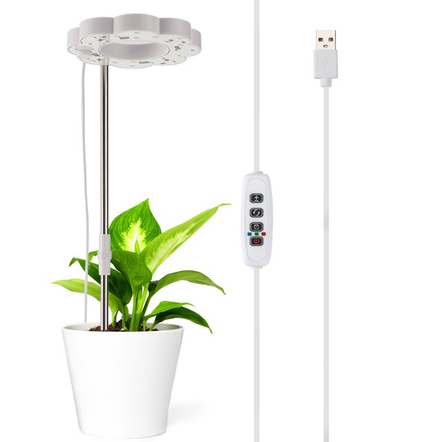 Luz de crecimiento de plantas, lámpara de planta con luz de relleno verde para crecimiento de plantas en forma de flor, materiales ecológicos