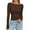 Dark Brown, variant on Long Sleeve Shirts for Women Fall Boat Neck Ribbed Knit Ruched Fitted Going Out Tops Casual Basic Tees