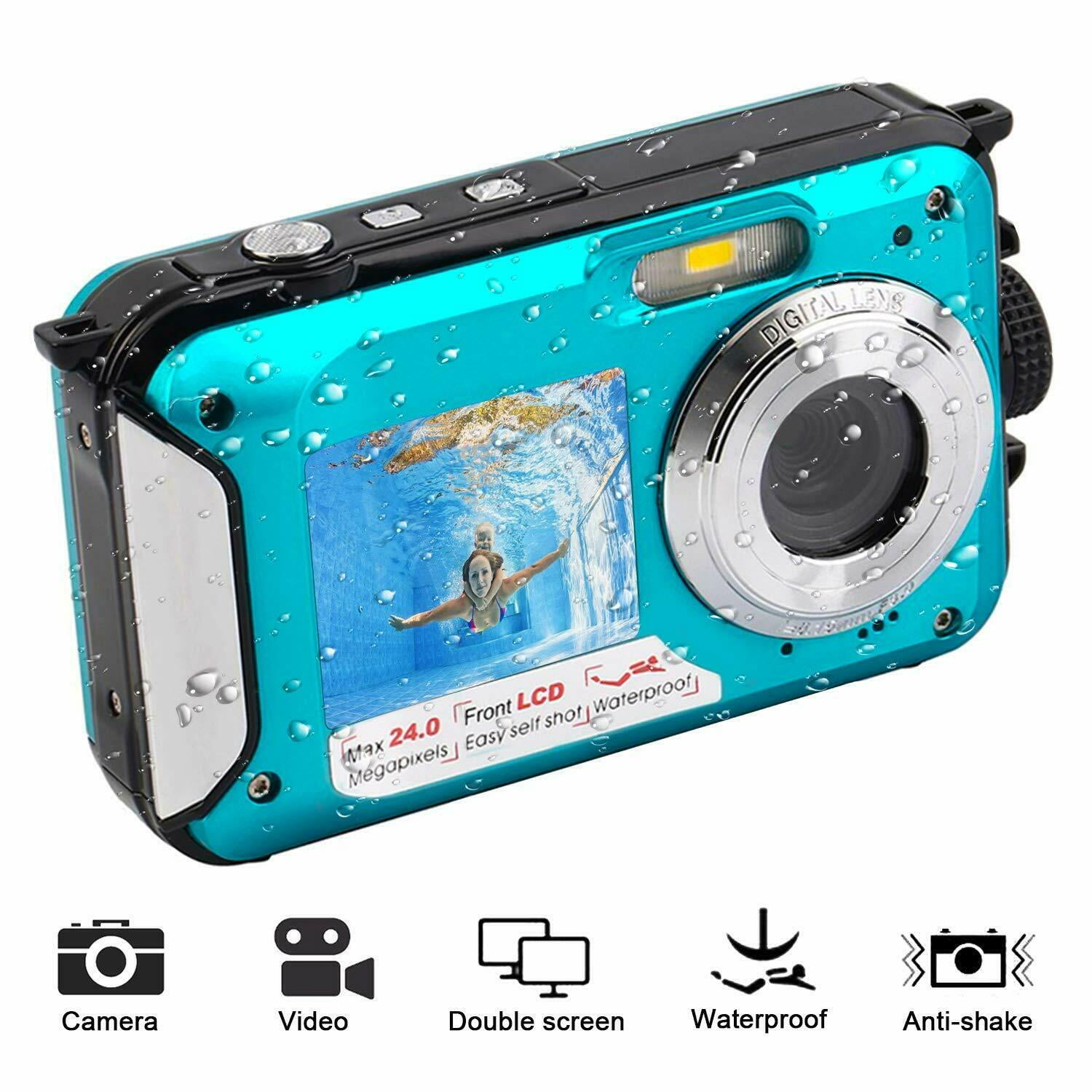 Underwater Camera Digital Camera 24 MP 1080P Camera with Selfie Mode