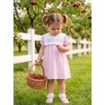 thumbnail image 6 of BemeyourBBs Toddler Baby Girl Summer Striped Dress Little Baby Girl Silly Goose Big Sister Outfit 12 18 24 Months 2 3 4 5 Years Scalloped Collar Puff Short Sleeve Silly Goose Floral Embroidery Dress, 6 of 9