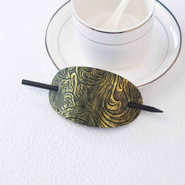 Pisexur Belleza Maquillaje Horquilla de cuero con palo - Pinza ovalada de piel sintética - Pasador de cuero con palo - Horquillas para el pelo - Accesorios para el pelo de para mujeres y hombres