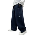 thumbnail image 2 of Bixock Boys Sweatpants High Waist Cargo Pants Kids Trousers Elastic Waist Solid Color Side Pocket Loose Stretch Fall Winter Outdoor Sport Casual Wear Size 9-10Years, 2 of 5