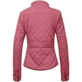 thumbnail image 3 of J. METHOD Women’s Lightweight Quilted Jacket Long Sleeve Full Zip Up Casual Stand Collar Coat Outerwear with Pockets NEWJ22 Red Bean M, 3 of 6