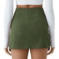 thumbnail image 4 of KDDYLITQ Womens Corduroy Skort a Line Side Slit Skirt High Waisted Bodycon Fall Short Skirts Casual Elegant Shorts Army Green M, 4 of 4