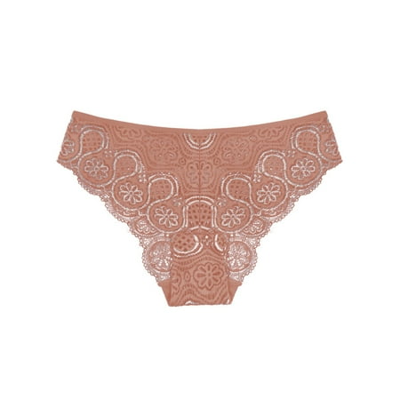 

Avamo Women Panties Mid Waist Lingerie Color Block Underwear Seamless Thongs Soft Bikini Briefs Dark Pink L