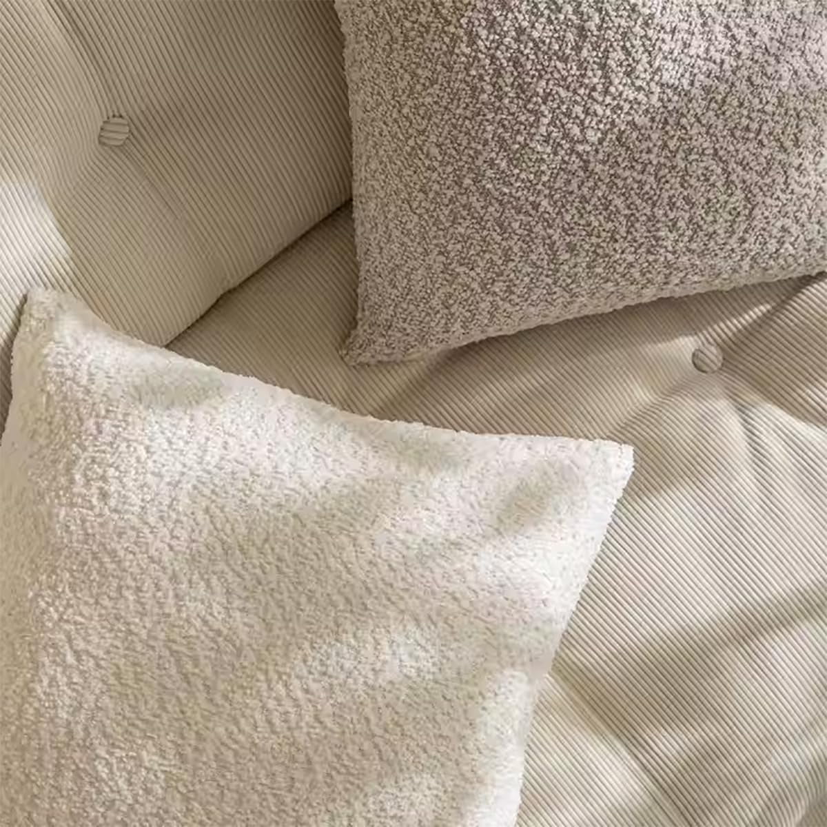 Fennco Styles Chenille Bouclé-Style Throw Pillow Cover 18" W X 18" L - Brown Soft Minimalist Decorative Cushion Case for Sofa, Bed, or Chair Décor