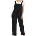 thumbnail image 3 of GSPCLAM Draswting Overalls for Women Loose Fit Fall Straight-Leg Plus Size Jumpsuits for Vacation Solid Color Soft Pants Black 3XL, 3 of 4