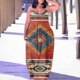 thumbnail image 1 of SMihono Robe Maxi Bohème d'Été pour Femmes Grande Taille Mode Féminine Col Rond Sans Manches Robe Imprimée de Plage, 1 of 6