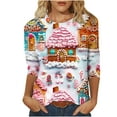 thumbnail image 2 of Luxalzxs Women Plus Size Merry Christmas Shirt Oversized Xmas 3/4 Sleeve Casual Crewneck Holiday Blouse Tee Shirts, 2 of 5