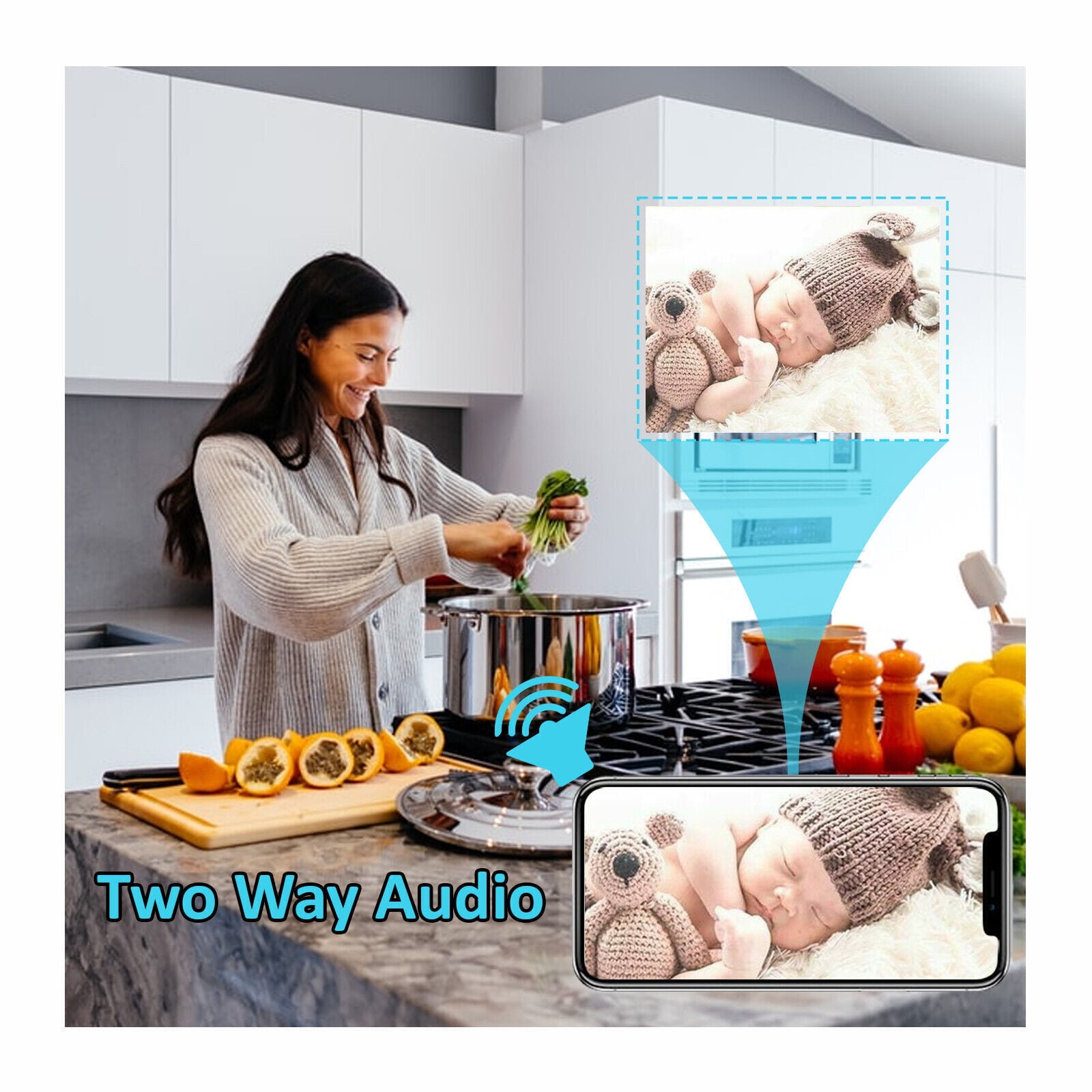 2MP 1080P FHD Wifi IP Security Camera Baby Monitor Smart Indoor CCTV PTZ Camera