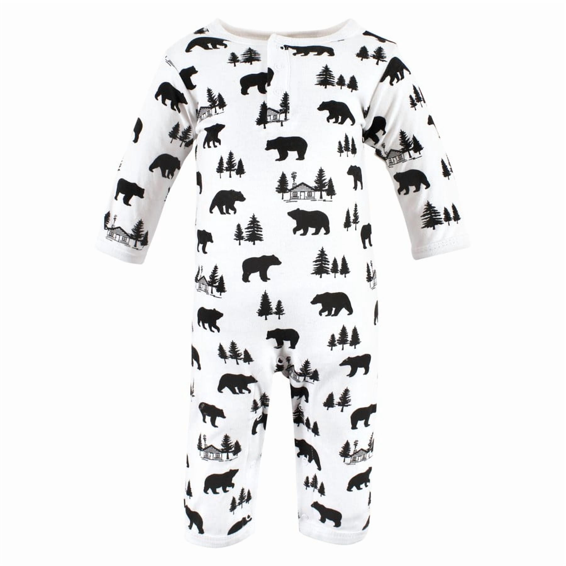 Hudson Baby Unisex Baby Cotton Coveralls, Baby Bear Gray Black, 6-9 Months