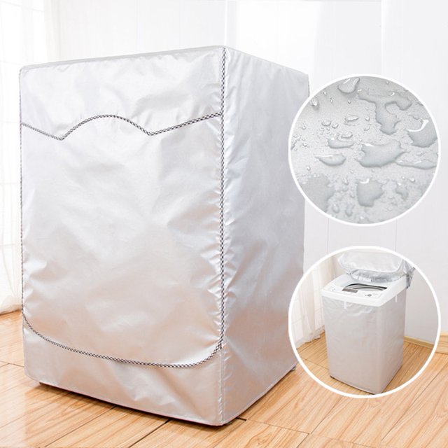 Washing Machine Cover Breathable Dust-proof Silver Color Good Heat Dissipation Washer Cover for Balcony