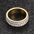 thumbnail image 2 of Two Rowes White AAA CZ Gold/Silver Band Stainless Steel Women's Rings Sz 6 7 8 9, 2 of 7