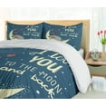 thumbnail image 5 of Ambesonne I Love You Duvet Cover Set, Sleepy Cat Hearts, Queen, Pale Yellow Warm Taupe, 5 of 6
