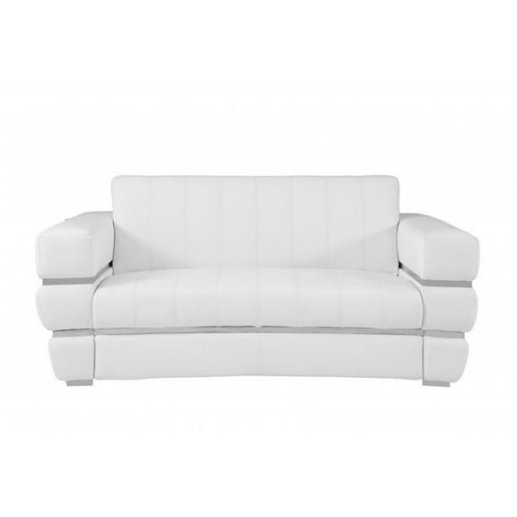 75 in. Italian Leather Plush Density Solid Color Loveseat, White