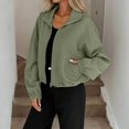 thumbnail image 2 of Women's Fashionable Solid Color Long Sleeved High Neck Zipper Hem Drawstring Pocket Loose Baseball Jacket, 2 of 2