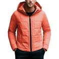 thumbnail image 3 of Sookity Mens Hooded Winter Jackets Zip up Windbreaker Hoodies Big and Tall Puffer Coats Lightweight Comfy Quilted Jacket Casual Outwear chaquetas para hombre Orange,M, 3 of 9