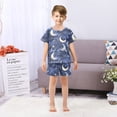 thumbnail image 7 of Shining Night Moon Pattern Summer Pajama Set Soft Cotton Short Sleeve Sleepwear 2PCS Pajama Sets Breathable Lounge Set Size 8Y, 7 of 7