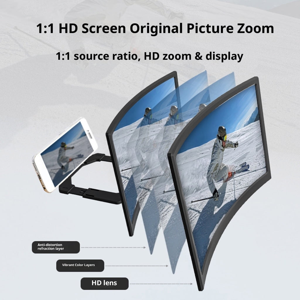 Clear Mobile Screen Magnifier Curved Anti Fatigue Visuals
