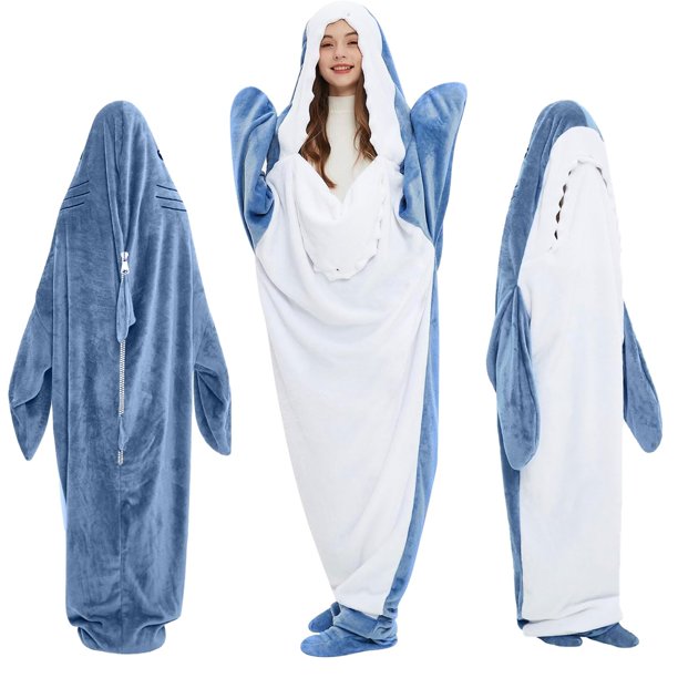 Manta de Tiburón con Capucha,ZVXCABV Shark Blanket para Adulto, Supersoft Cozy Flannel, Manta de Tiburón Portátil para Adultos, Manta de Tiburón ZVXCABV NA