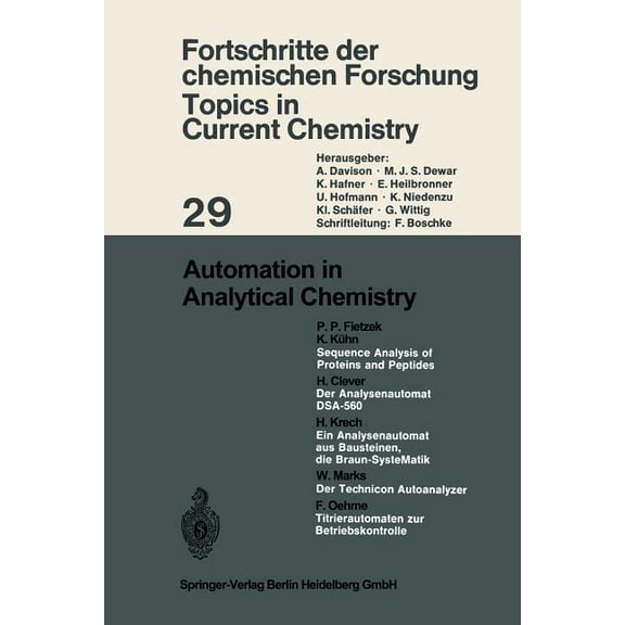 Topics in Current Chemistry Automation in Analytical Chemistry, Book 29, (Paperback)