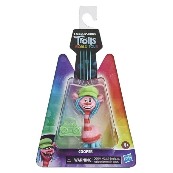 DreamWorks, Les Trolls 2 : Tournée mondiale, figurine Cooper avec mini-chaîne et chapeau, inspirée du film Trolls 2 : Tournée mondiale