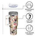 thumbnail image 4 of OBREWU Yorkie Dog and Flower Tumbler with Handle and Lid,Yorkie Dog and Flower 40oz Double Wall Vacuum Insulated Tumbler,Cups Gift for Women and Men, 4 of 7