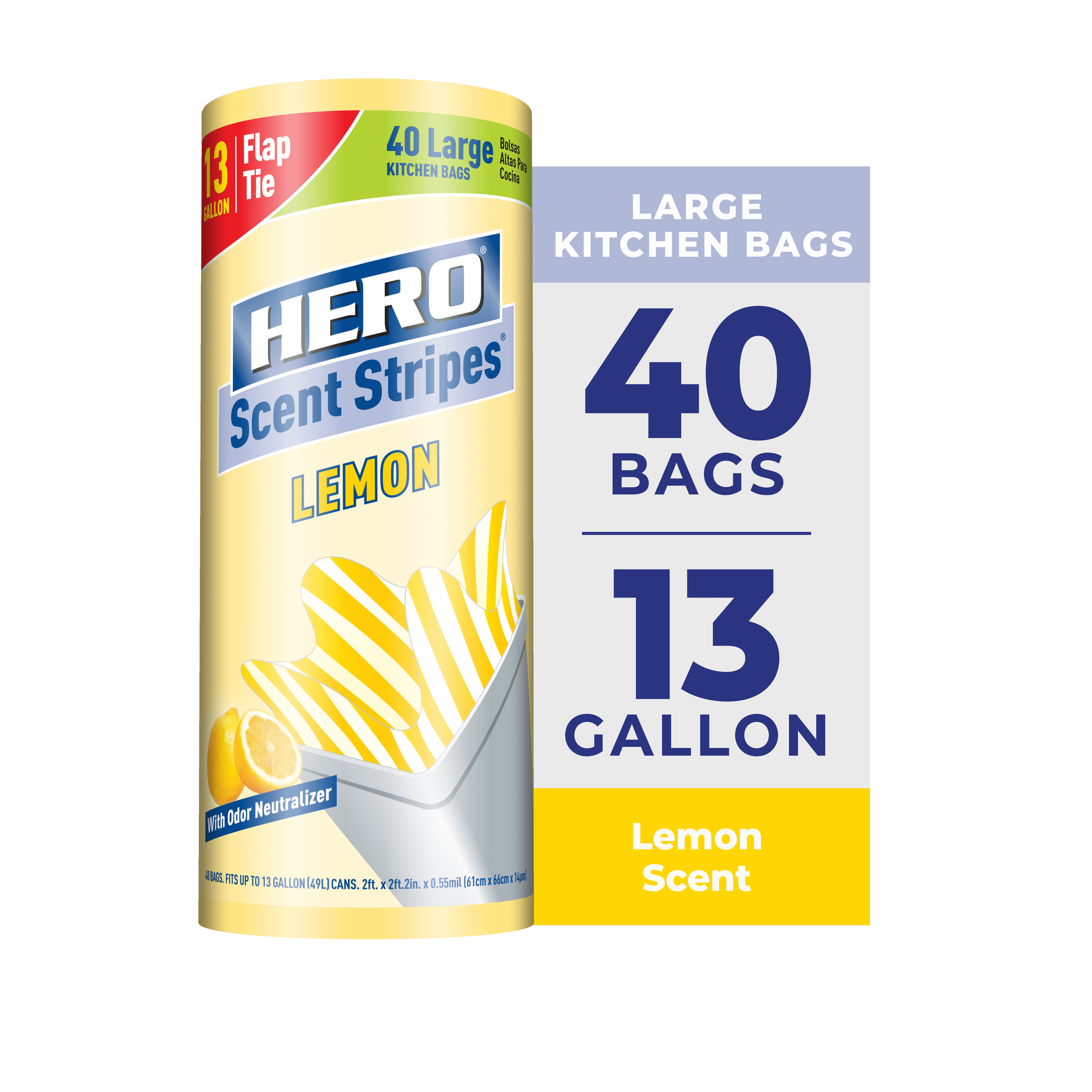★hiro　クラース CRAS 3袋 Hero Leak Proof Kitchen Trash Bags, 13 Gallon, 40 Bags, Lemon