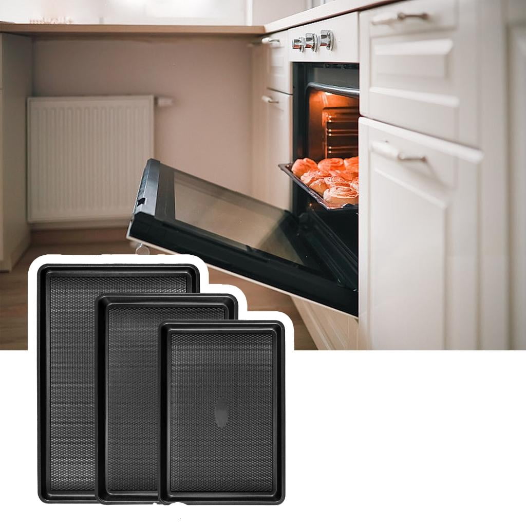 HannLk 【3-Pack】Carbon Steel Baking Sheets Set for Oven, Perfect for Baking Bread, Cakes & Roasting for Home Kitchen