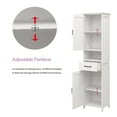 thumbnail image 5 of Hassch Floor Standing Tall Cabinet, Bathroom Organizer Narrow Cabinet with Storage Drawer and Adjustable Shelves for Small Space, Dining Room, Living Room, 15.75"L x 11.81"W x 64.96"H, White, 5 of 7