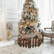Beaupretty Christmas Tree Fence Brown Wood Picket for Party Decoration Realistic Shape