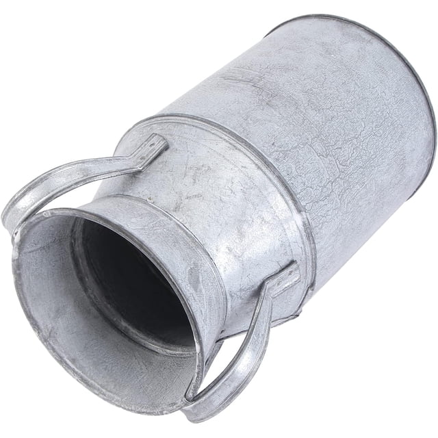 Jarra de leche vintage galvanizada, jarrón de metal rústico, para flores y decoración