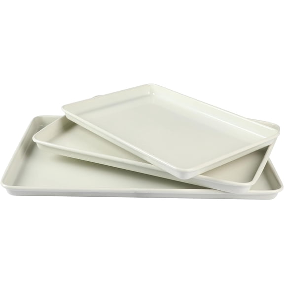 Gallen 3-Piece Cookie Sheet Set 13", 15", 17" Baking Pans, Ceramic Nonstick, PFA-Free, Carbon Steel Oven Safe to 450F, Warp-Resistant, Easy to Clean - Linen White