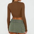 thumbnail image 5 of WCMZJ Womens Long Sleeve Crop Tops Basic Slim Fitted Shirts Casual Fashion 2024 Going Out Y2k Tops Teen Girl Clothes Brown M, 5 of 8
