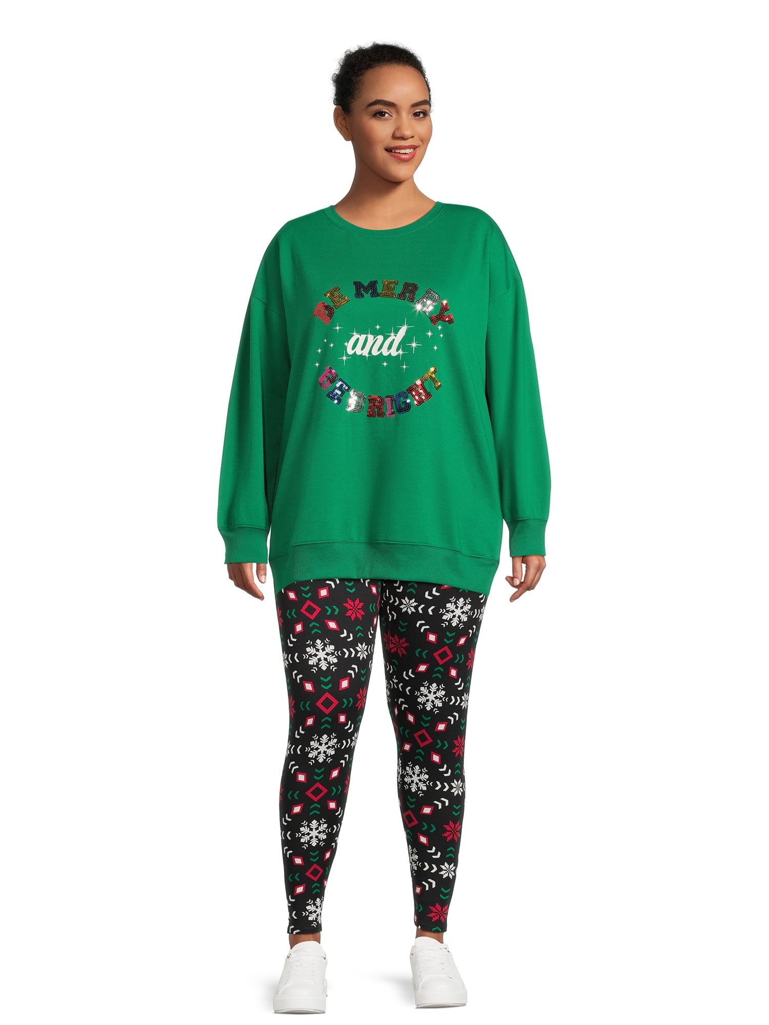 Christmas Women's Plus Size Sequin Graphic Sweatshirt from Feeling Festive