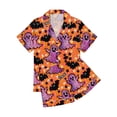 thumbnail image 5 of JIANLAI Nightgown Women's Cute Ghost & Floral All‑Over Print Notched Lapel Button‑Down Short‑Sleeve Top & Elastic Waist Shorts Loungewear Multiple Patterns Available S‑XXXL, 5 of 5