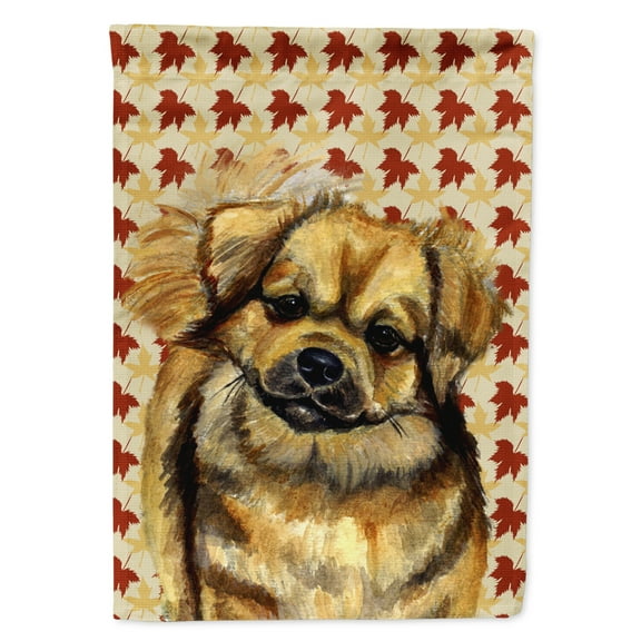 Carolines Treasures LH9124-FLAG-PARENT Tibetan Spaniel Fall Leaves Portrait Flag multicolor