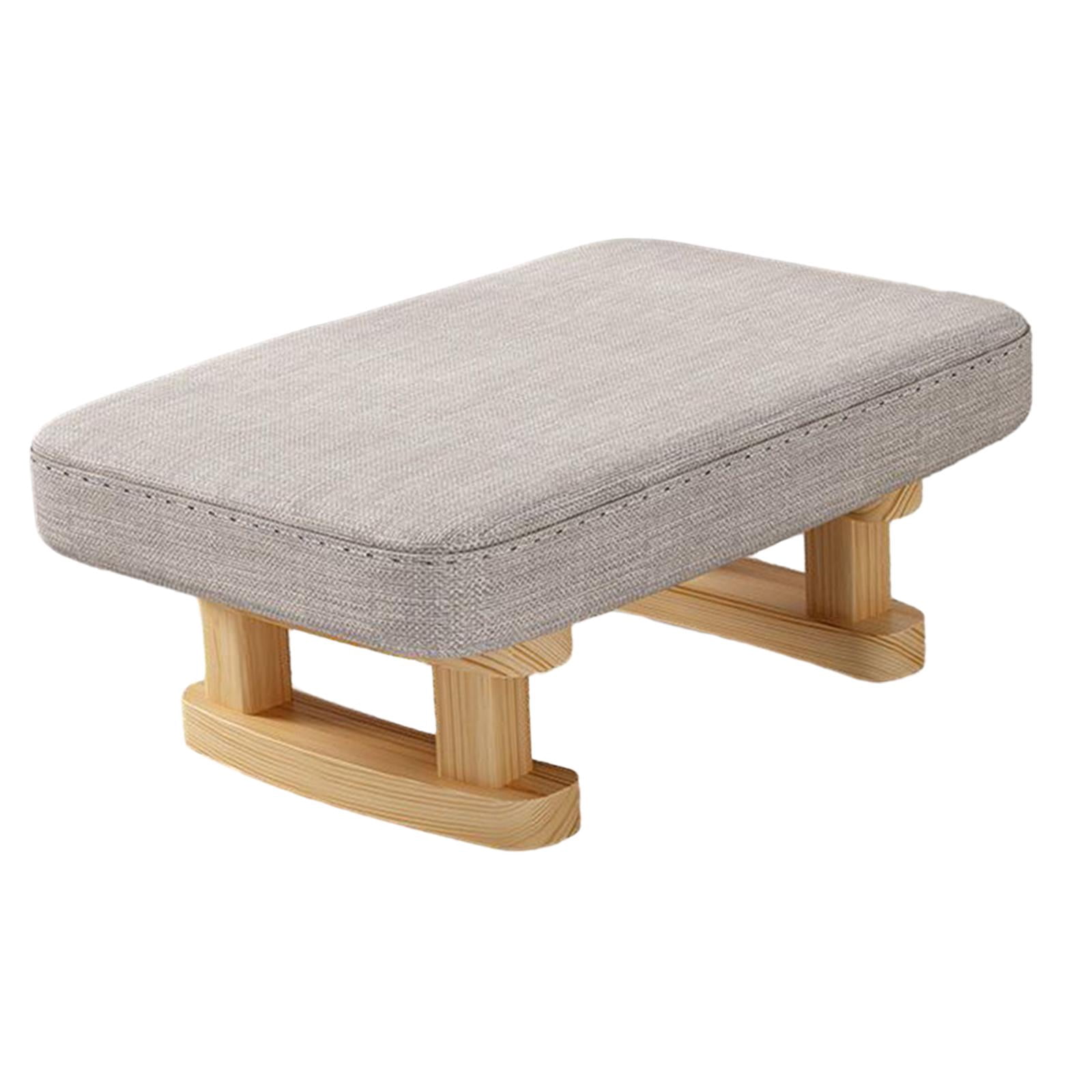Small Low Ottoman Foot Rest with Wooden Legs, Shoes Changing Chair, Soft Rectangle Chair Step Stool, Padded Footstool for Living Entryway gray
