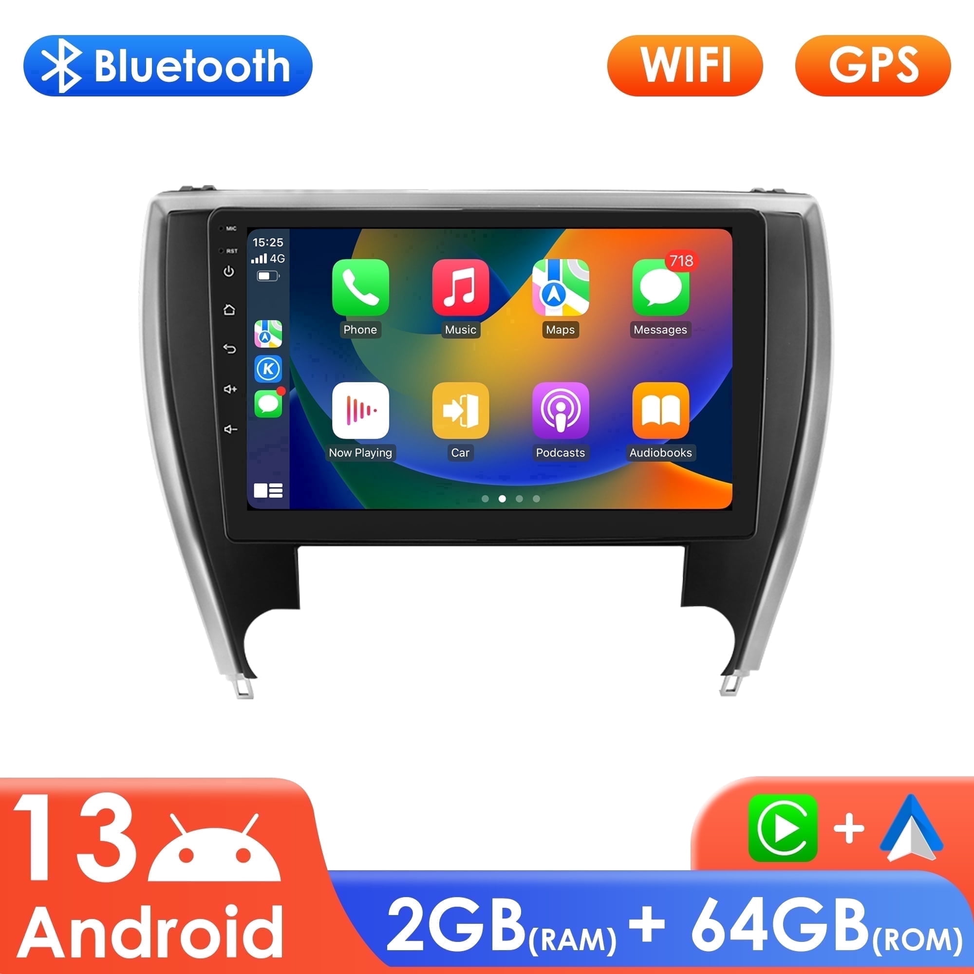 Android Auto Apple Carplay 2+64GB Bluetooth Wifi RDS Car Stereo Radio Head Unit Multimedia GPS Navigation Player For Toyota Camry 2015 2016 2017