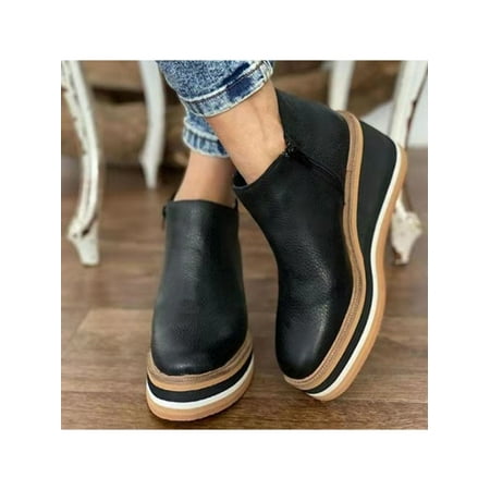 

Woobling Women Comfy Slip-On Platform Shoes Women Platform Slip On Loafers Comfort Wedge Shoes