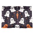 thumbnail image 7 of Yayeee Kitchen Curtains Tier Pair Light Filtering 27"x36" Rod Pocket Short Cafe Window Panel, White Halloween Ghosts, 7 of 7